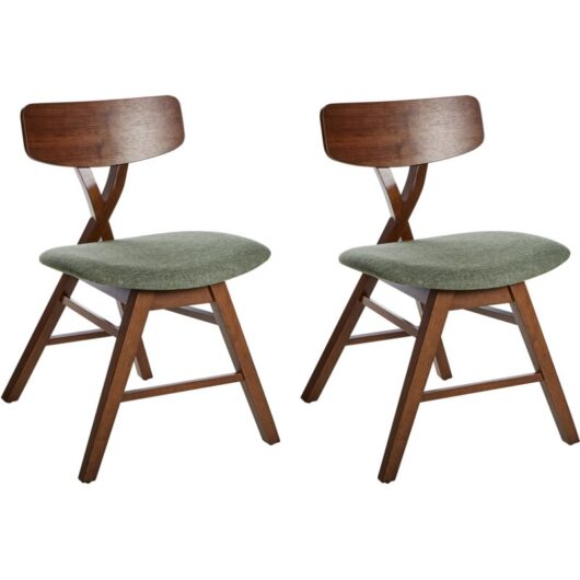 Set of 2 Dining Chairs LELAND Wood Dark Brown