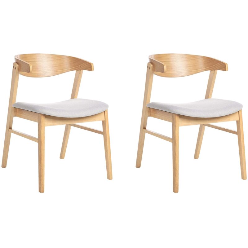 Set of 2 Dining Chairs LILLY Wood Light Grey