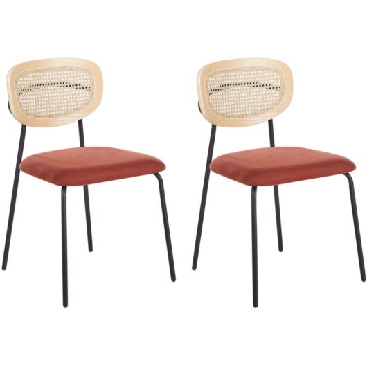 Set of 2 Dining Chairs MAYETTA Rattan Orange