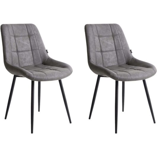 Set of 2 Dining Chairs MELROSE Faux Leather Grey