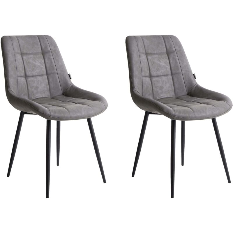 Set of 2 Dining Chairs MELROSE Faux Leather Grey