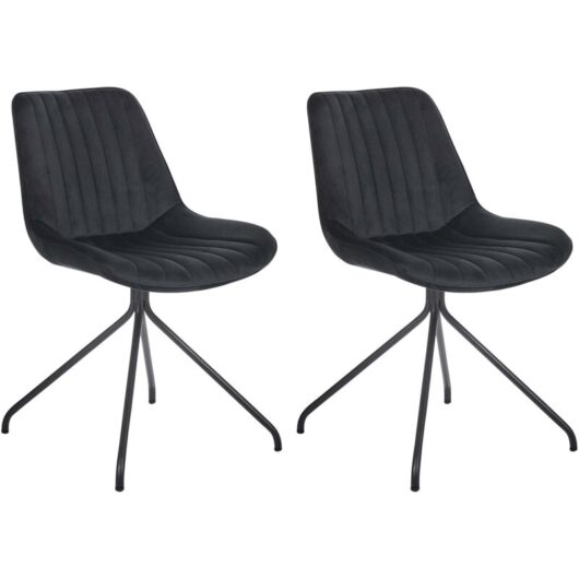 Set of 2 Dining Chairs NAVASOTA Velvet Black