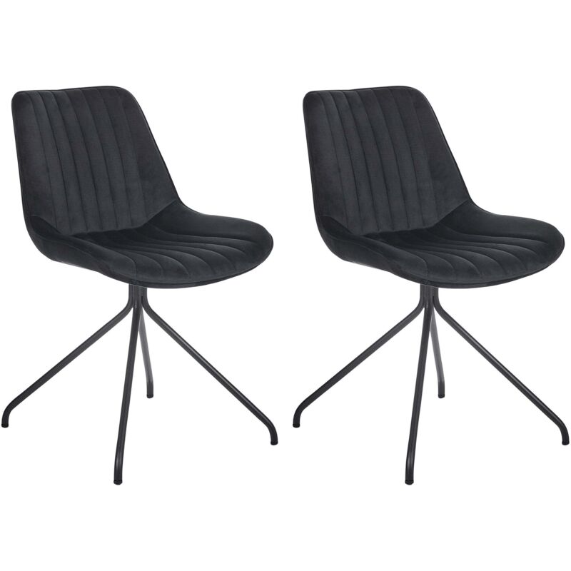 Set of 2 Dining Chairs NAVASOTA Velvet Black