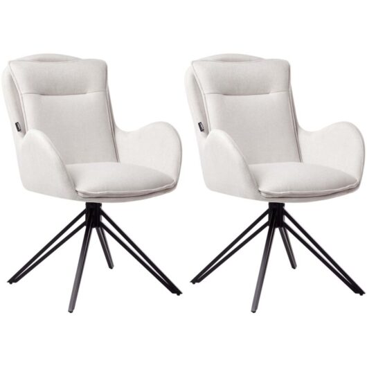 Set of 2 Dining Chairs Swivel AVELAR Light Beige