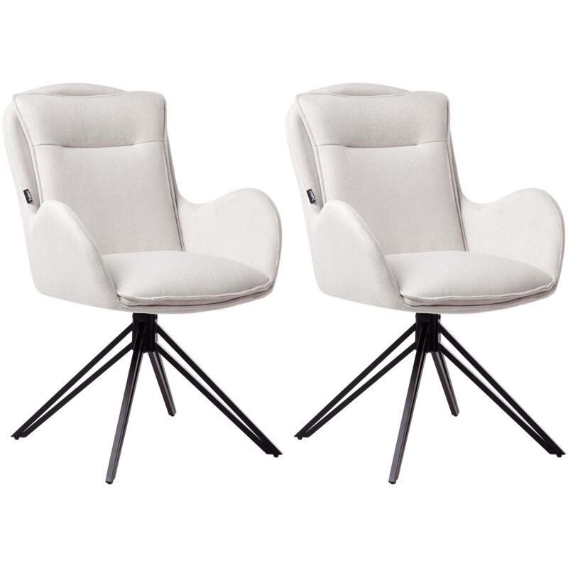 Set of 2 Dining Chairs Swivel AVELAR Light Beige
