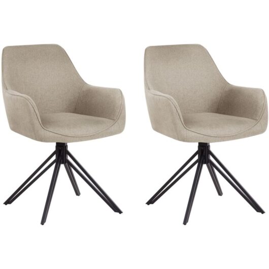 Set of 2 Dining Chairs Swivel JODAR Taupe