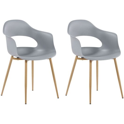 Set of 2 Dining Chairs UTICA Light Grey