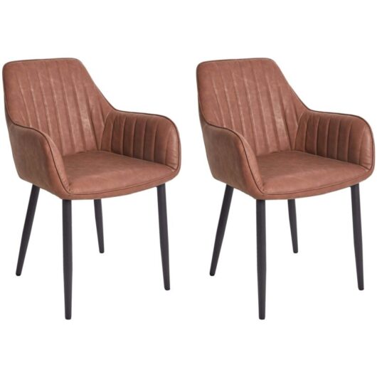 Set of 2 Dining Chairs WELLSTON Faux Leather Brown