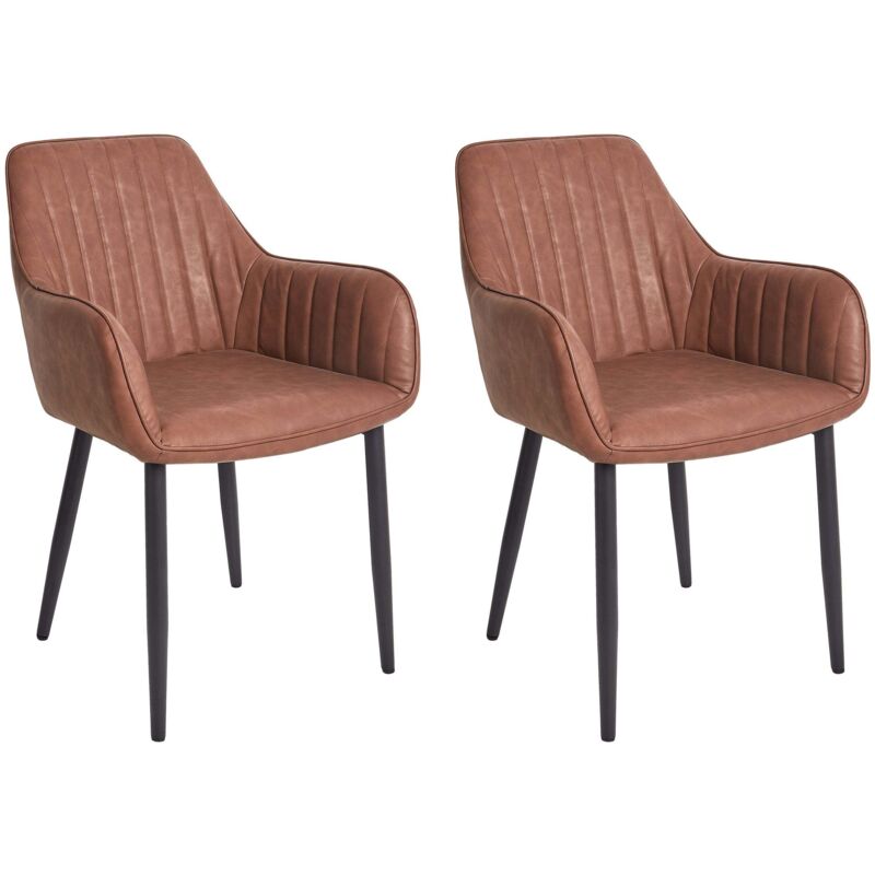 Set of 2 Dining Chairs WELLSTON Faux Leather Brown