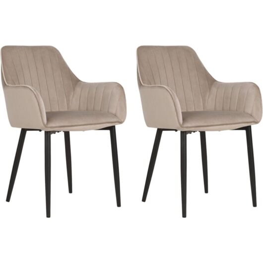 Set of 2 Dining Chairs WELLSTON Velvet Taupe
