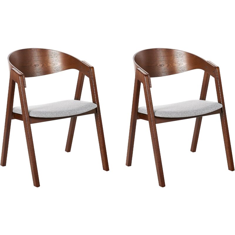 Set of 2 Dining Chairs YUBA Wood Light Grey