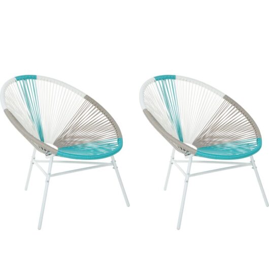 Set of 2 Garden Chairs ACAPULCO PE Rattan White