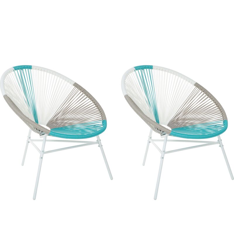 Set of 2 Garden Chairs ACAPULCO PE Rattan White