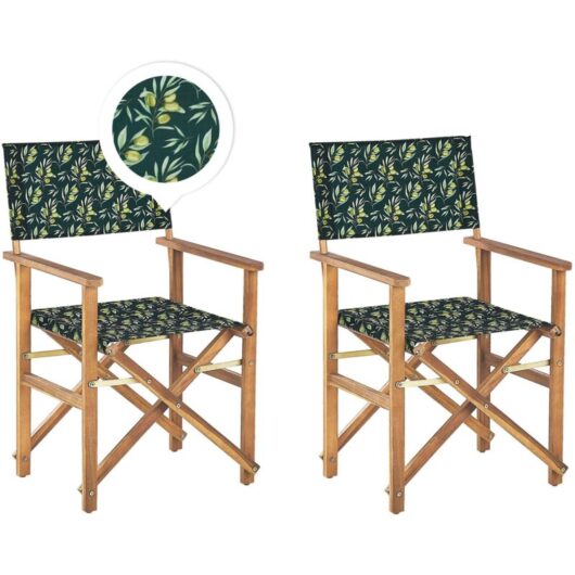 Set of 2 Garden Chairs CINE Acacia Wood Dark Green