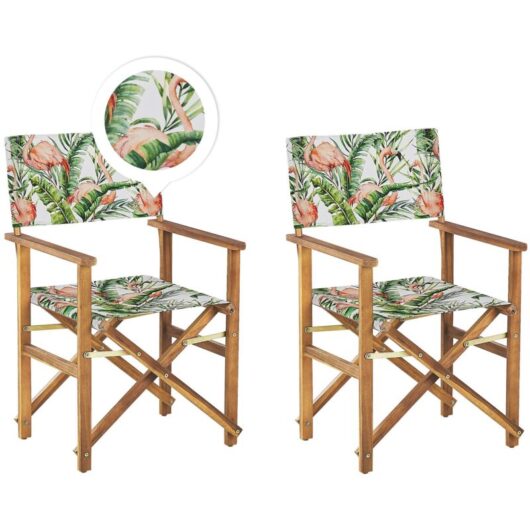Set of 2 Garden Chairs CINE Acacia Wood Pink