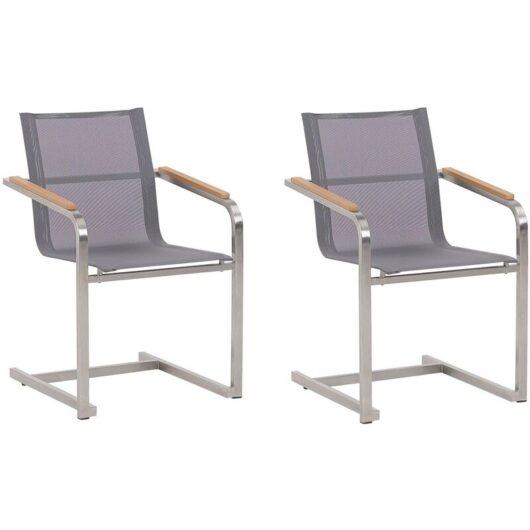 Set of 2 Garden Chairs COSOLETO Stainless Steel Grey