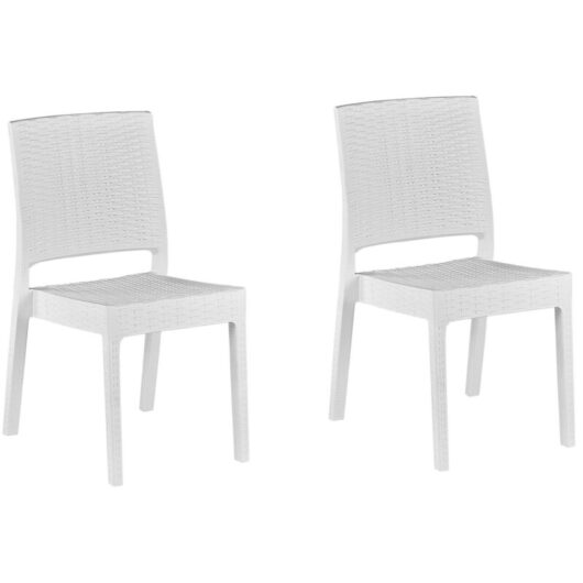 Set of 2 Garden Chairs FOSSANO Synthetic Material White