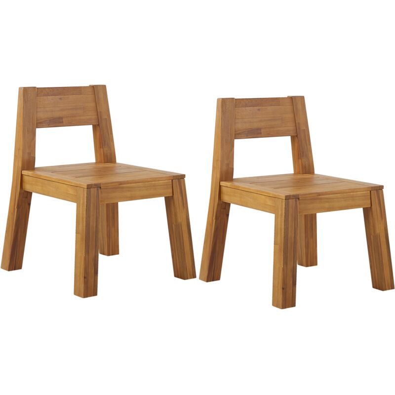 Set of 2 Garden Chairs LIVORNO Acacia Wood Brown