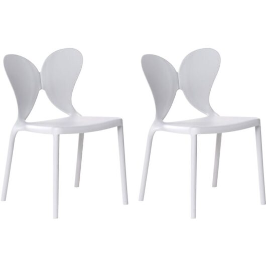 Set of 2 Garden Chairs Light Grey Synthetic Material Plastic Indoor Outdoor Garden Butterfly Backrest Dining Room Modern Minimalist Style LARISSA