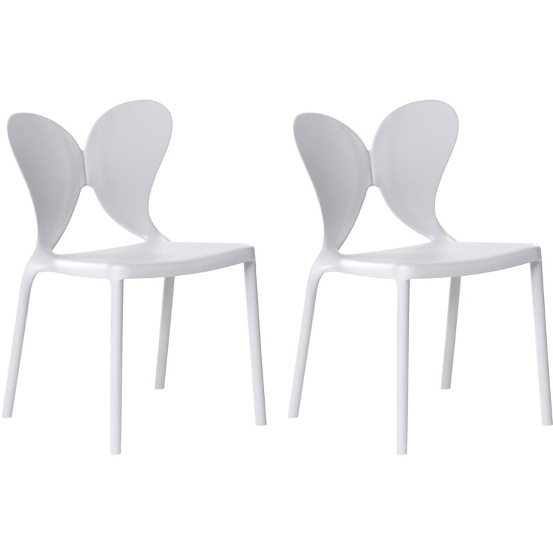 Set of 2 Garden Chairs Light Grey Synthetic Material Plastic Indoor Outdoor Garden Butterfly Backrest Dining Room Modern Minimalist Style LARISSA