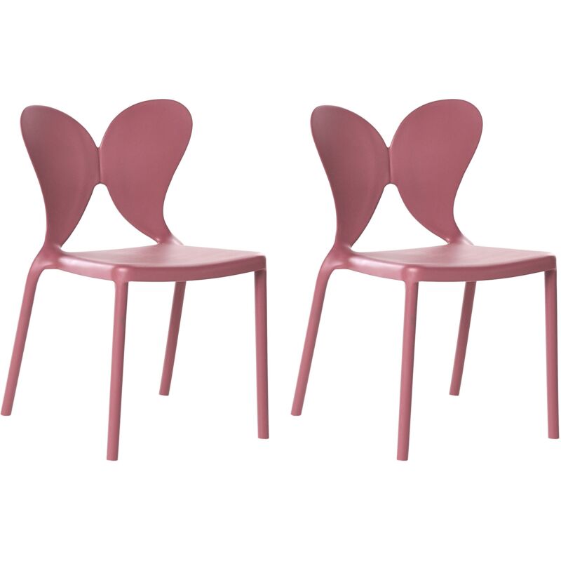 Set of 2 Garden Chairs Pink Synthetic Material Plastic Indoor Outdoor Garden Butterfly Backrest Dining Room Modern Minimalist Style LARISSA