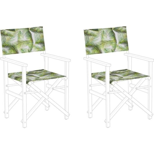 Set of 2 Garden Chairs Replacement Fabrics Polyester Multicolour Leaves Pattern Sling Backrest and Seat CINE