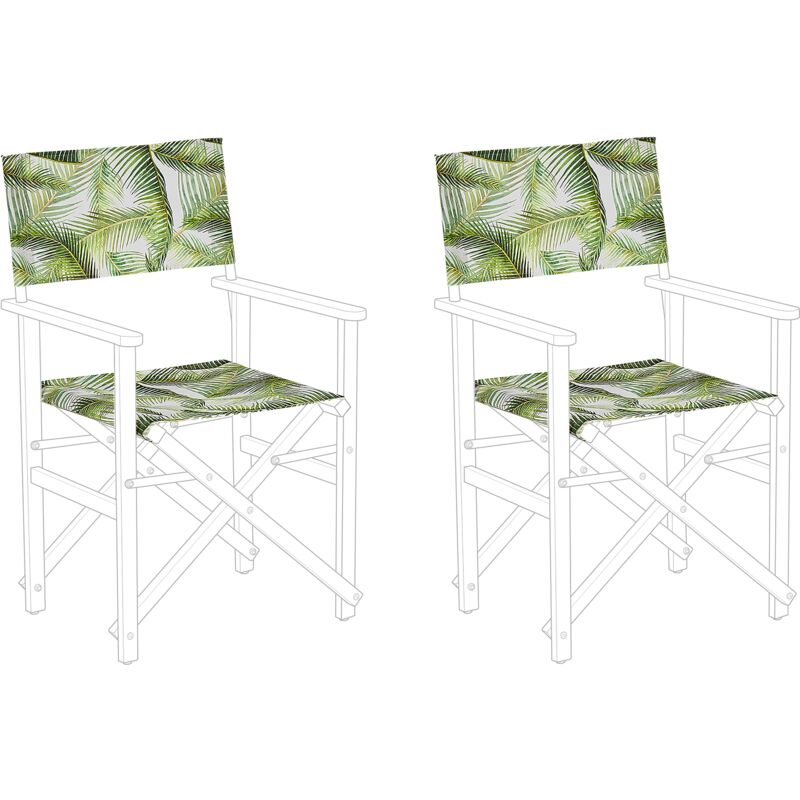 Set of 2 Garden Chairs Replacement Fabrics Polyester Multicolour Leaves Pattern Sling Backrest and Seat CINE