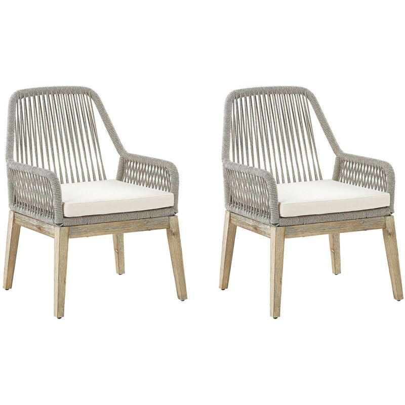 Set of 2 Garden Chairs with Cushions OLBIA Off-White