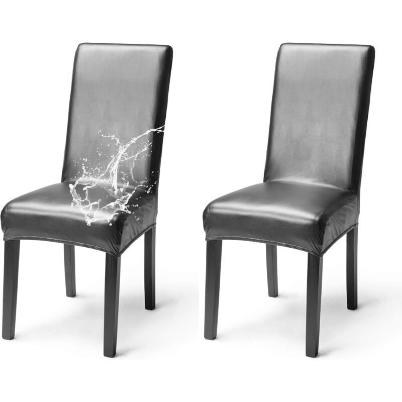 Set of 2 elegant, waterproof faux leather chair covers, stretchable high-back chair covers for dining rooms, banquets, weddings, parties, Christmas,