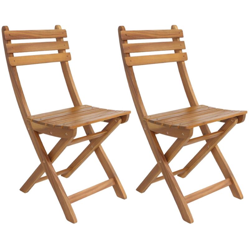 Set of 2 folding acacia garden chairs, Calena, Natural, 40x103.5x12 cm