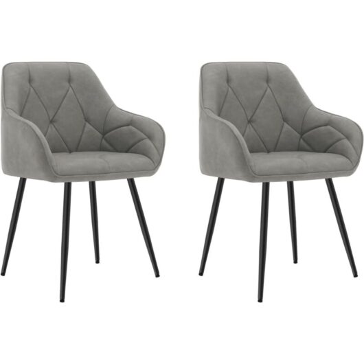 Set of 2x Faux Leather Dining Chairs Accent home & restaurants Dark Grey - Woltu