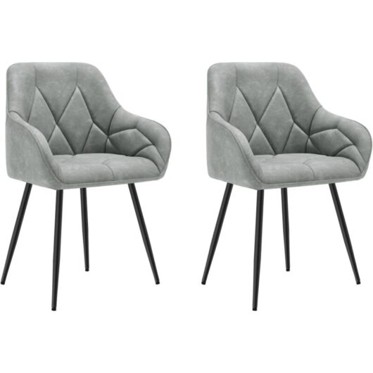 Set of 2x Faux Leather Dining Chairs Accent home & restaurants Grey - Woltu