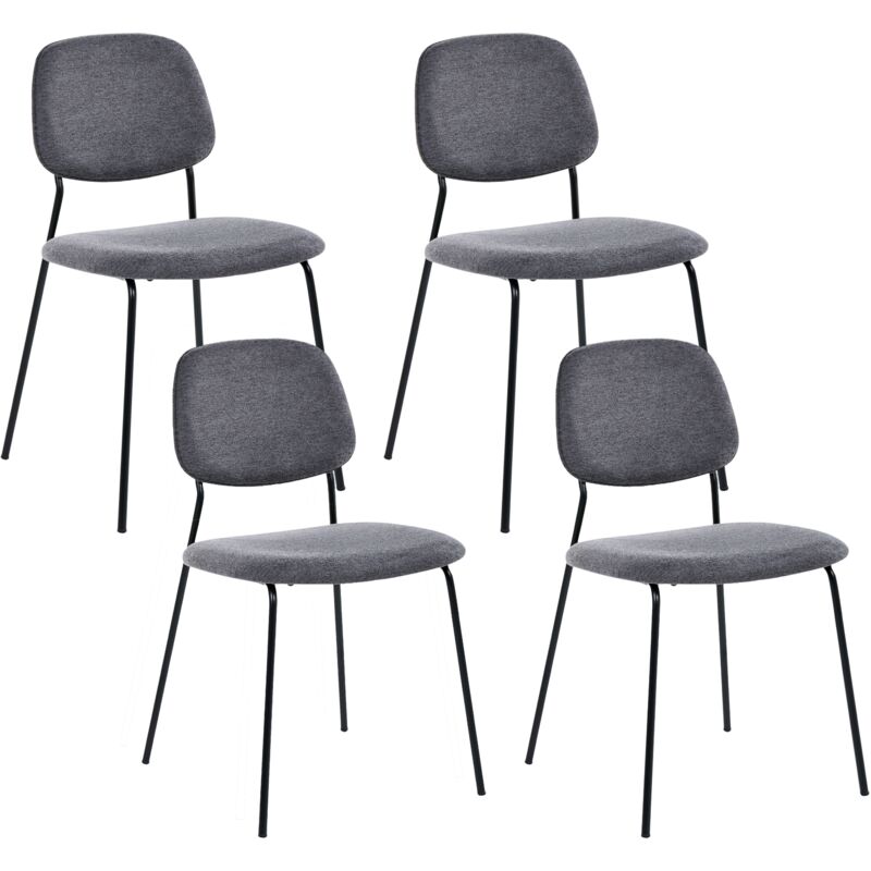 Set of 4 Dining Chairs Grey Black Polyester Iron Legs Armless Protective Caps Modern Minimalism Design Stackable RILEY