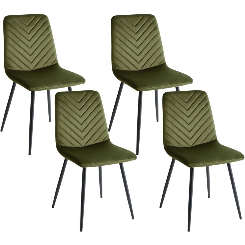 Set of 4 Dining Chairs HAVRE Velvet Olive Green