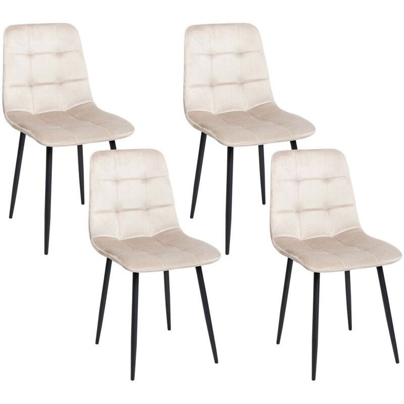 Set of 4 Dining Chairs POWELL Velvet Beige