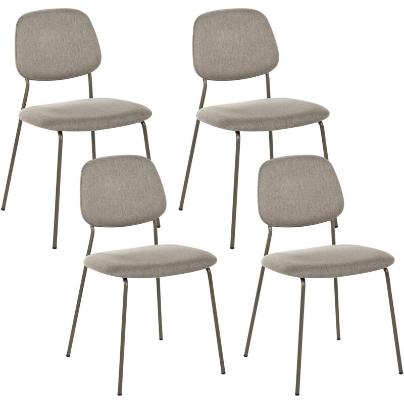 Set of 4 Dining Chairs Taupe Polyester Armless Iron Legs Protective Caps Modern Minimalism Design Dining Room Seating RILEY