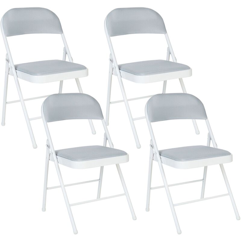 Set of 4 Folding Chairs SPARKS Light Grey