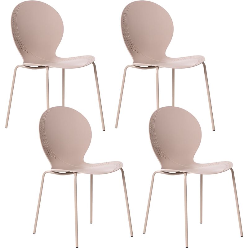 Set of 4 Garden Chairs Beige Synthetic Material Plastic Indoor Outdoor Garden Dining Room Modern Style MILOS