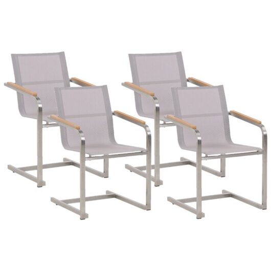 Set of 4 Garden Chairs COSOLETO Stainless Steel Beige