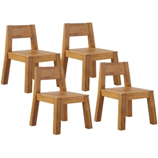 Set of 4 Garden Chairs LIVORNO Acacia Wood Brown