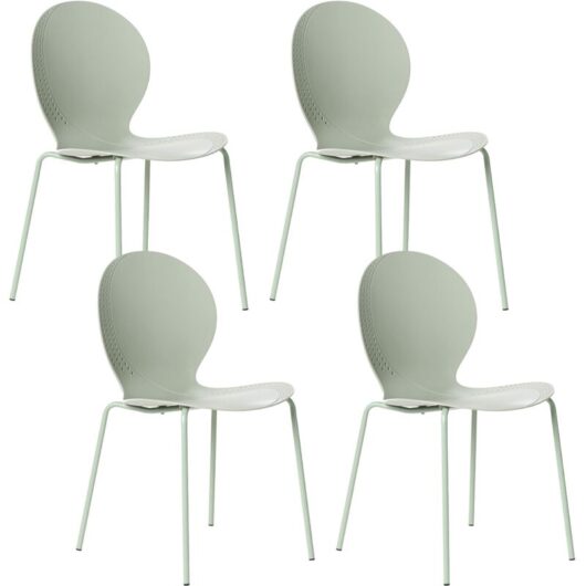 Set of 4 Garden Chairs Light Green Synthetic Material Plastic Indoor Outdoor Garden Dining Room Modern Style MILOS