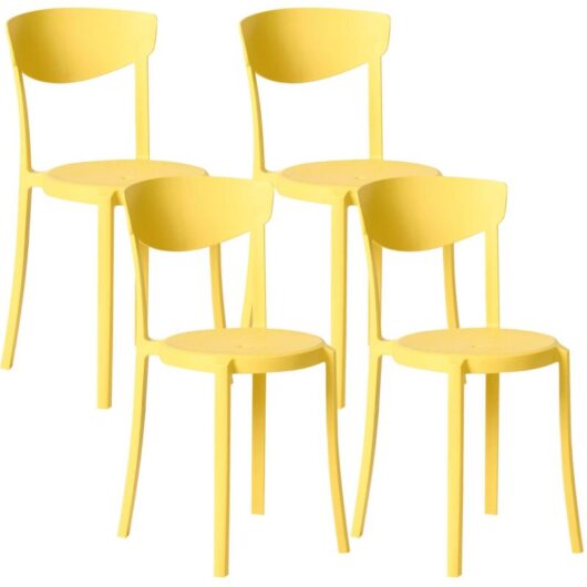Set of 4 Garden Chairs Yellow Polypropylene Lightweight Weather Resistant Plastic Indoor Outdoor Modern VIESTE
