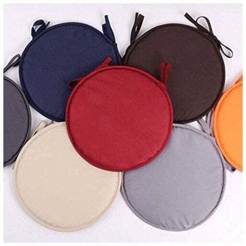 Set of 4 Round Chair Cushions for Dining Tables and Chairs with Drawstring, 38cm (dark grey)