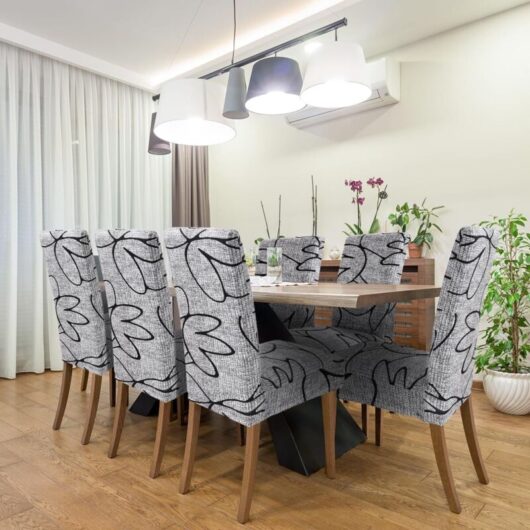 Set of 4 large stretch chair covers, graffiti modern pattern, removable and washable chair covers for bedroom, living room, dining room chairs