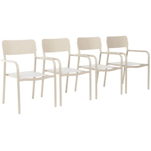Set of 4 stackable garden chair aluminum, Savannah, Beige, 57.5x54x86 cm