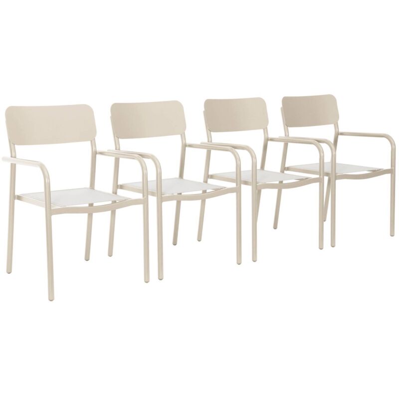 Set of 4 stackable garden chair aluminum, Savannah, Beige, 57.5x54x86 cm
