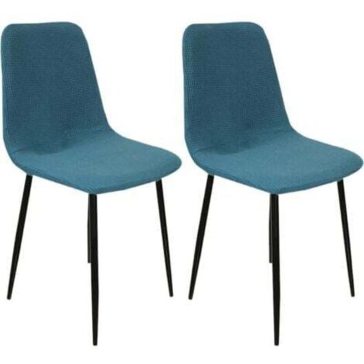 Set of 4 stretch chair covers, Scandinavian style, for dining room, in modern blue jacquard, for living room, kitchen, bedroom, home decor
