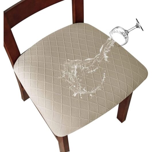 Set of 4 waterproof stretch seat covers in khaki diamond mesh, 45509 cm with buckles, suitable for restaurant chairs