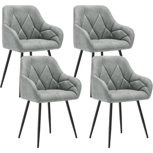 Set of 4x Faux Leather Dining Chairs Accent home & restaurants Grey - Woltu