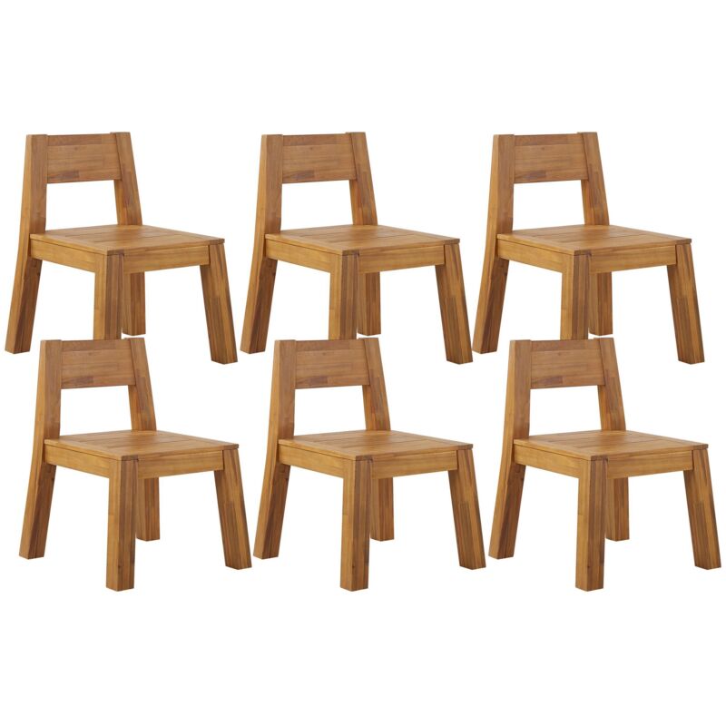 Set of 6 Garden Chairs LIVORNO Acacia Wood Brown